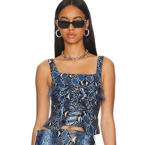 Camila Coelho Moreau Corset Top in Blue
